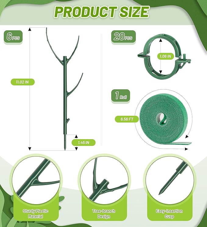 Plant Support Stakes, 1 Roll Tie