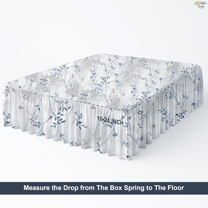 Cottington Lane Ruffled Bed Skirt Full Size with Split Corner, Brushed Microfiber Hotel Quality Dust Ruffle, 15 Inch Drop Gathered Bedskirt, Soft, Stylish, Shrink & Fade Resistant, Neutral Nature