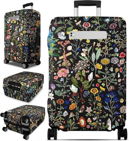 Slohif Luggage Cover for Suitcase Tsa Approved Protector - Luggage Sleeve Large Suit Case Cover Travel Stretch Baggage Case Protective Washable Fit 18-20 Inch Flower XS