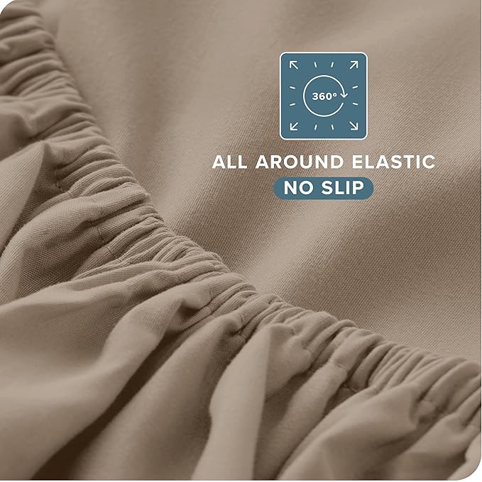 Bare Home Full XL Sheet Set - Luxury 1800 Ultra-Soft Microfiber Full Extra Long Bed Sheets - Double Brushed - Deep Pockets - Easy Fit - 4 Piece Set - Bedding Sheets & Pillowcases (Full XL, Pebble)