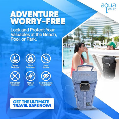 Aquavault | Flex Safe | Beach Chair Vault | Anti theft combination lock | 3 Digit Programmable lock | Water resistant, Slash Resistant and RFID Blocking (Grey)