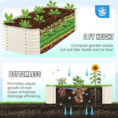 Quictent Galvanized Tall Raised Garden Bed Kit,