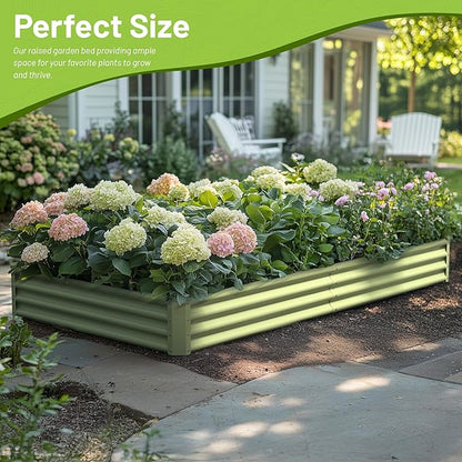 2PCS 8x4x1FT Galvanized Raised Garden Bed, Galvanized Planter Raised Garden