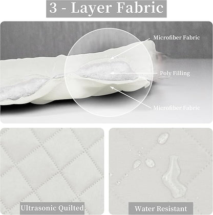 Easy-Going Full/Queen Size Reversible Quilt Set with 1 Quilt and 2 Pillow Shams, Soft Bed Quilt Cover, Water Resistant Lightweight Microfiber Bedspread, Stain Resistant, Ivory/Ivory
