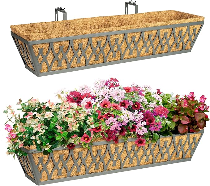 2 Pack 30 Inch Window Boxes Planters Railing Planter Box