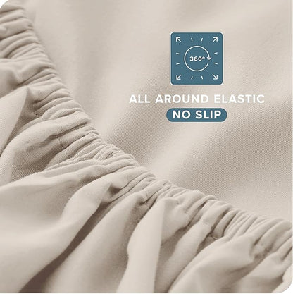 Bare Home Queen Sheet Set - Luxury 1800 Ultra-Soft Microfiber Bed Sheets - Double Brushed - Deep Pockets - Easy Fit - 4 Piece Set - Bedding Sheets & Pillowcases (Queen, Wheat)