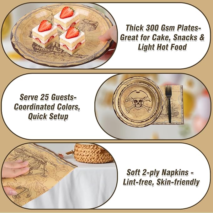 100 Pcs Disposable Pirate Tableware Set