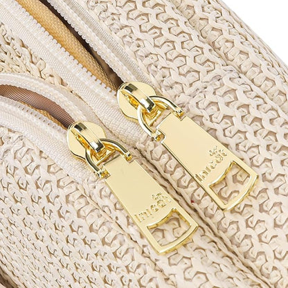 Haytijoe Summer Straw Purse Small Sling Bag RFID Blocking Crossbody Bags for Women Beach Raffia Bags Fanny Packs