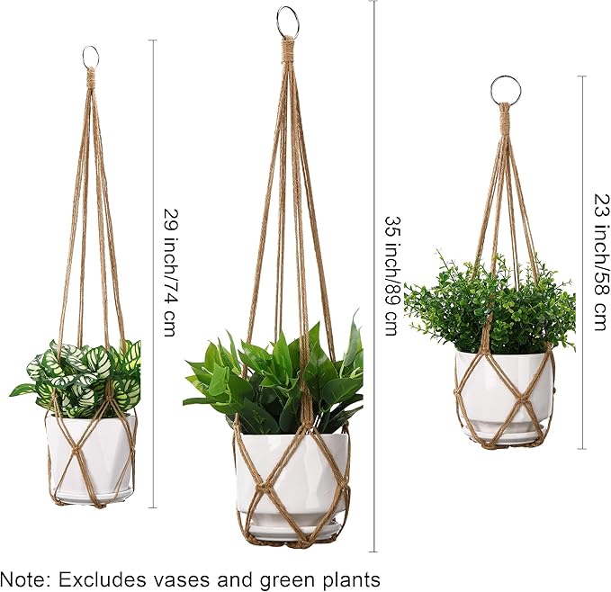 YIBOT 3 Pack Macrame Plant Hanger Indoor Hanging Planter Basket