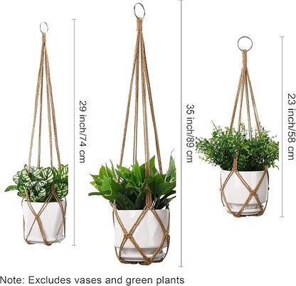 YIBOT 3 Pack Macrame Plant Hanger Indoor Hanging Planter Basket