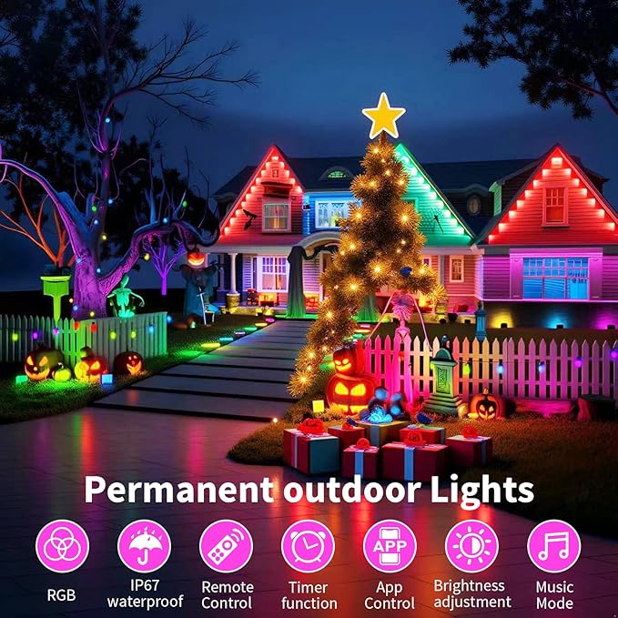 Permanent Outdoor Lights, 300ft Smart Eave Lights