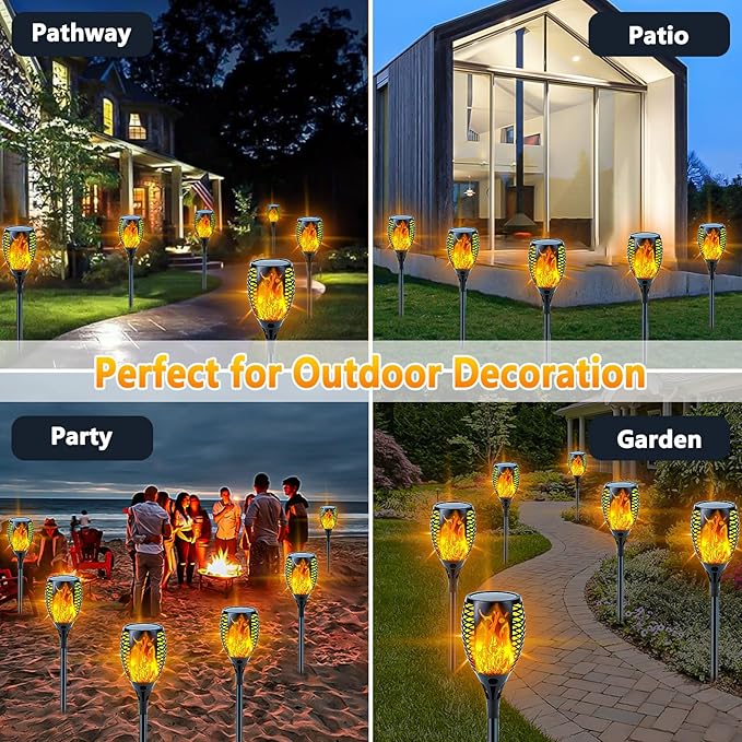 Upgraded 8 Pack Super Larger Size Solar Torch Lights