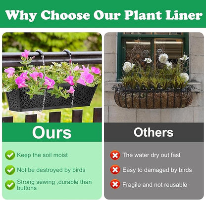 Adnee 2 Pcs 30 Inch Fabric Plant Window Box Liners-Rectangular Non-Woven