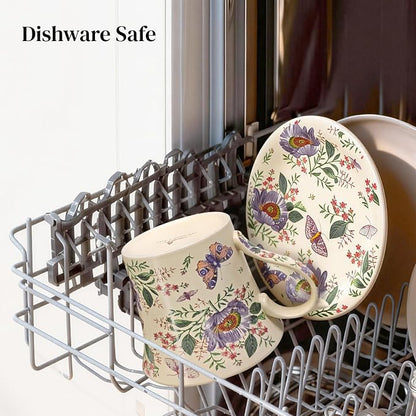 DOWAN 14 oz Coffee Mug and Saucer Set, Ceramic Mug