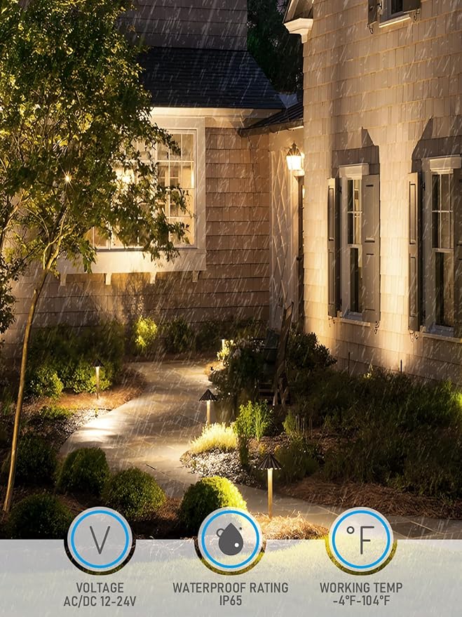 LEONLITE 3CCT Low Voltage Pathway Lights, LED Landscape Path Lights,