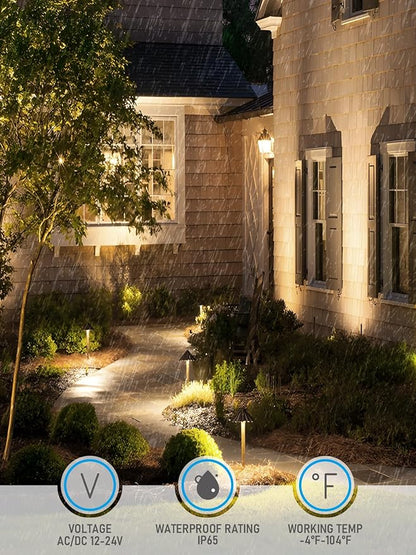 LEONLITE 3CCT Low Voltage Pathway Lights, LED Landscape Path Lights,