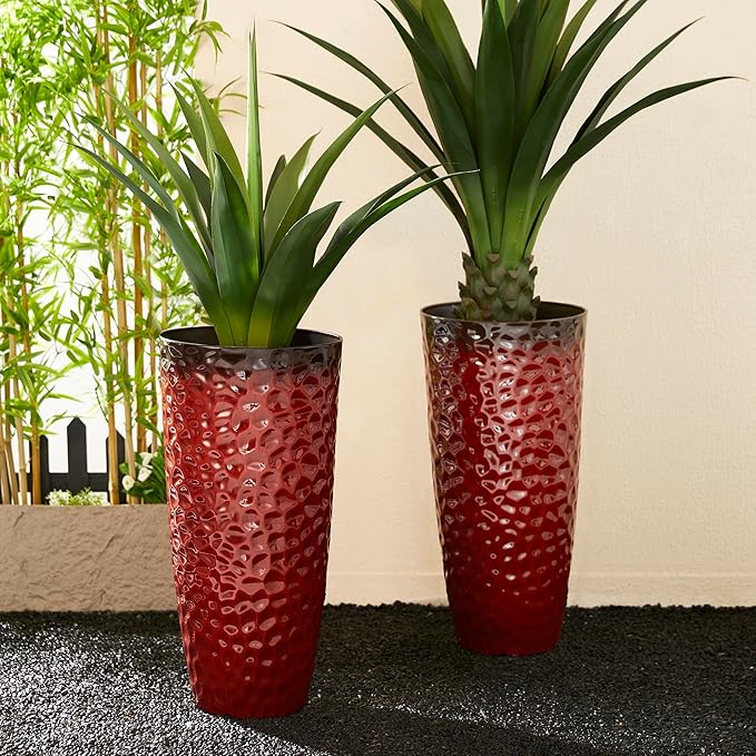 Glitzhome 31" H Large Plastic Tall Planters, Oversized Planters Flower Pots
