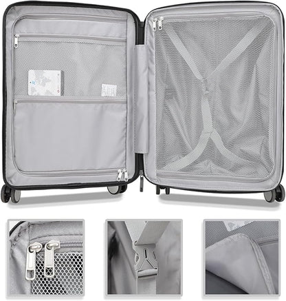 20 Inch Lightweight Expandable Carry On Luggage, PC Hardside Suitcase with Spinner Wheels & TSA Lock, Carry-on 20-Inch, Green