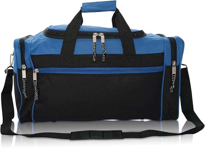 DALIX 21" Blank Sports Duffle Bag Gym Bag Travel Duffel with Adjustable Strap in Royal Blue