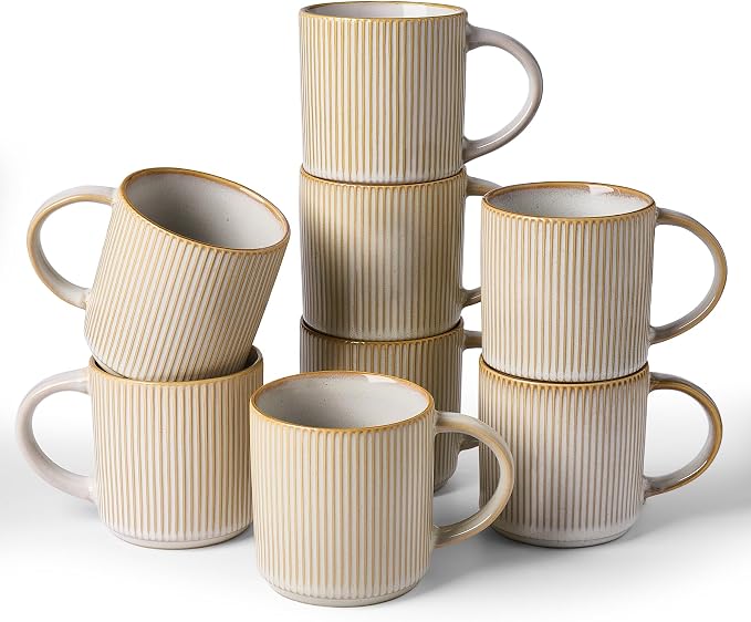 famiware Coffee Mug Set for 8, Star 12 oz Catering Mugs Cup Set