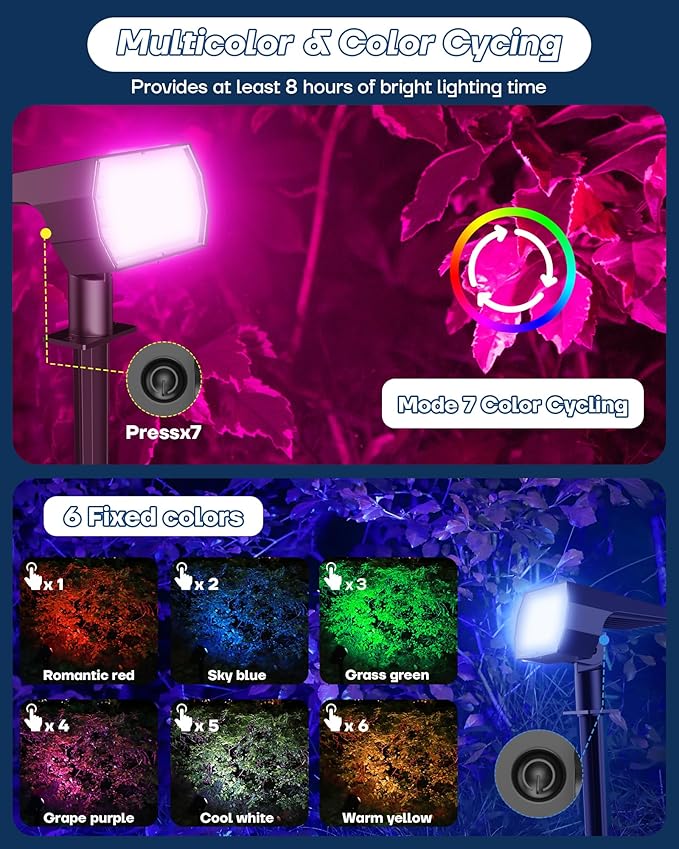 Solar Multicolor Lights Outdoor, 7 Lighting Modes Solar Light Outdoor
