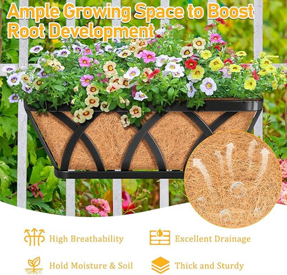 Riare 4 Pack 16 Inch Metal Railing Planter Window Box