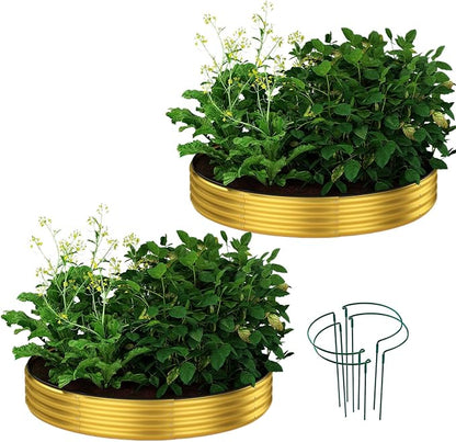 Galvanized Metal Planter Round Raised Garden Bed Kit