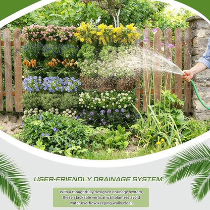 30 Set 60 Pocket Vertical Stackable Wall Planters Kit Outdoor Self Watering