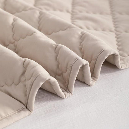 NTBAY Down Alternative Oversized Toddler Comforter, Super Soft and Warm Solid Color Baby Crib Quilted Blanket, 43x60 inches, Taupe