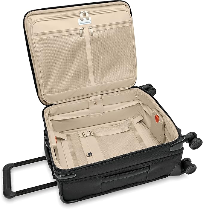 Briggs & Riley Global 21" Carry On Expandable Spinner - Luggage for International Travel, Suitcases with Wheels, Softside Rolling Bag for Men & Women, Self-Repairing Zipper- Baseline Collection, Black
