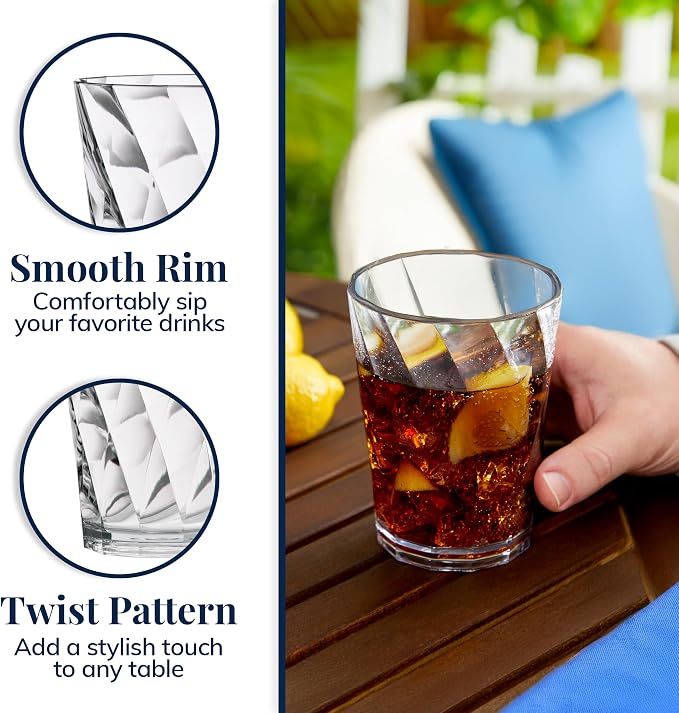 US Acrylic Optix Plastic Reusable Drinking Glasses 14oz Rocks Cups in Clear |