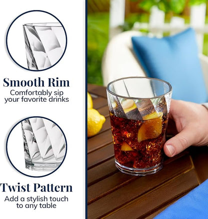 US Acrylic Optix Plastic Reusable Drinking Glasses 14oz Rocks Cups in Clear |