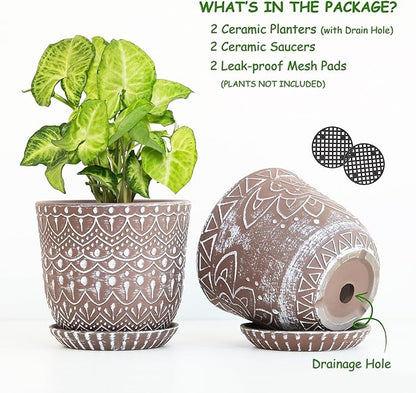 Gepege Ceramic Planter, 6 Inch Plant Pot