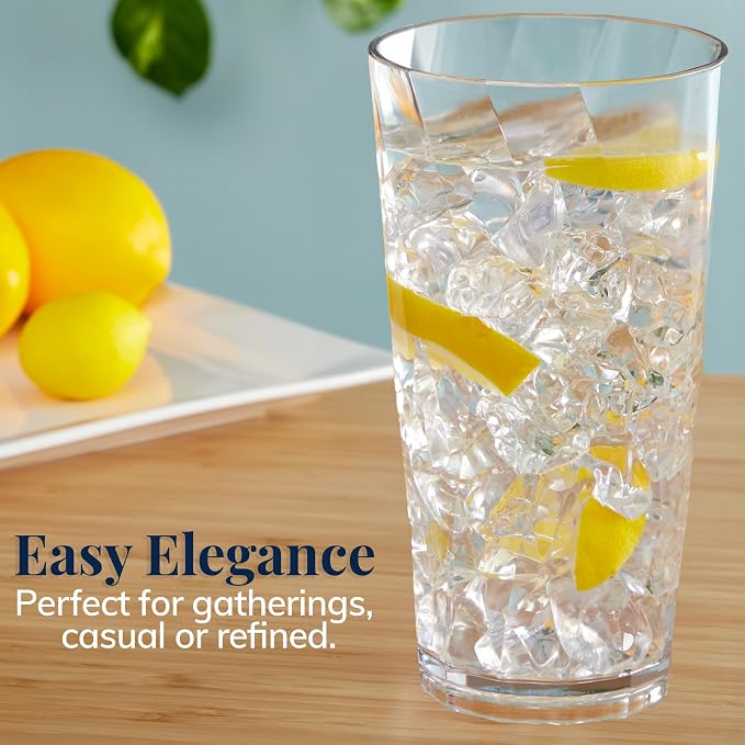 US Acrylic Optix Plastic Reusable Drinking Glasses 20oz Water Cups in Clear |