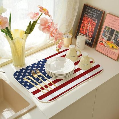 Independence Day Patriotic Dish Drying Mat