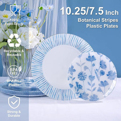 U-QE 20Pcs Blue Plastic Plates