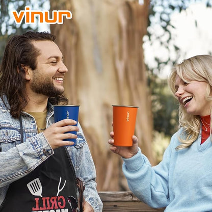 16 oz Stainless Steel Pint Cups-Stackable Metal Drinking Glasses 6 Pcs |