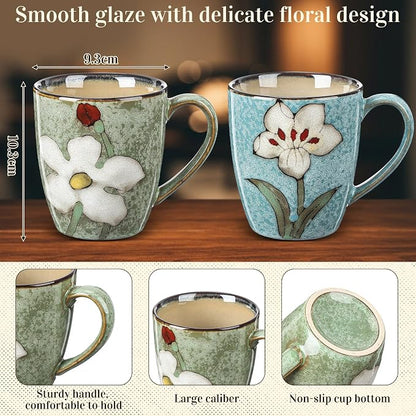 Maxdot 12oz Ceramic Coffee Mugs, Glazing Process Coffee Cup