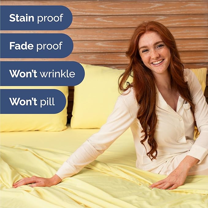 Split King Size 5 Piece Sheet Set - Comfy Breathable & Cooling Bed Sheets Set - Hotel Luxury Bedding for Women, Men, Kids, Teens, Boys & Girls - Deep Pockets, Soft, Wrinkle Free - Oeko-Tex - Yellow