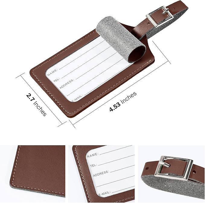 8 Pack Leather Luggage Travel Bag Tags by Travelambo