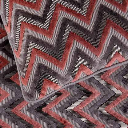 The HomeCentric Grey Bed Runner Without Pillow Cover, King Size 90"x18" Decorative Bed Runner, Peach & Grey Velvet Bed Scarf in Bead Embroidery - Blushed Chevron