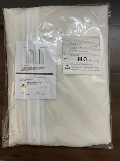 Garment Bag Clear for Long Dress 24'' x 60'' Zippered Garment Bags for Hanging Clothes White Breathable Full Zipper Dust Cover for Clothes Storage Closet Pack Of 6
