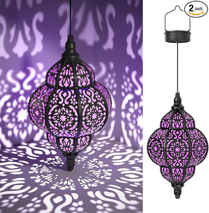 Hanging Solar Lights Outdoor Garden Decor Solar Lantern Waterproof Plastic