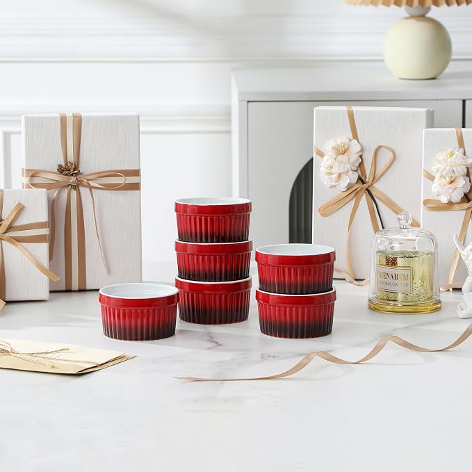 MALACASA Ramekins 4 oz Oven Safe, Small Ceramic Souffle Dishes