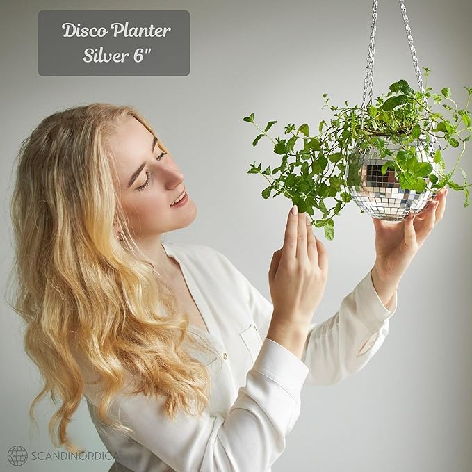 SCANDINORDICA Disco Ball Planter – Value Package: Mirror Disco Planter