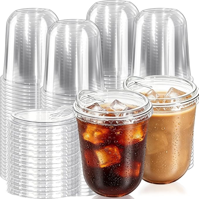 100 Sets 12 oz Clear Plastic Cups