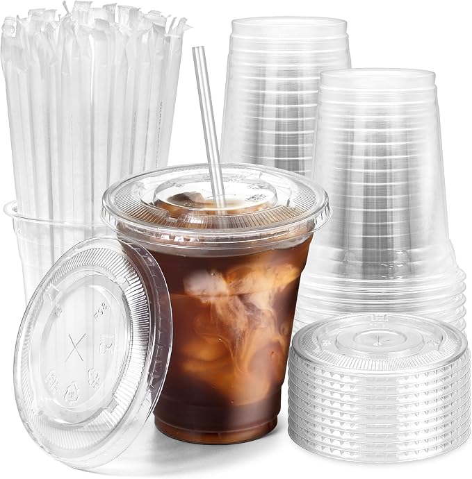 Fit Meal Prep 100 Pack 12 oz Plastic Iced Coffee Cups