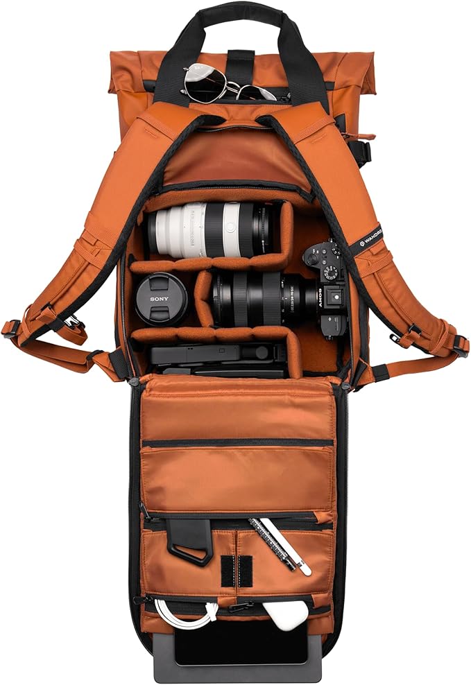 WANDRD All New PRVKE 15L V4 Camera Backpack: Built-In Camera Cube Travel Backpack with Quick Side Access, Rolltop Expansion, Clamshell Opening, Magnetic Tote Handles