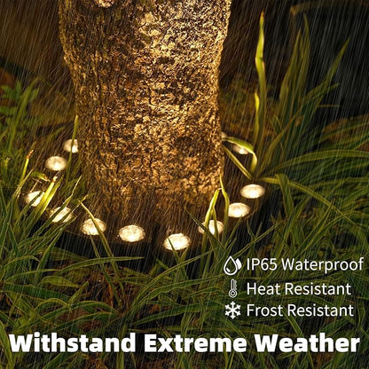 Solar Palm Tree Lights Outdoor, 2000MAH Ring LED Landscape Uplights