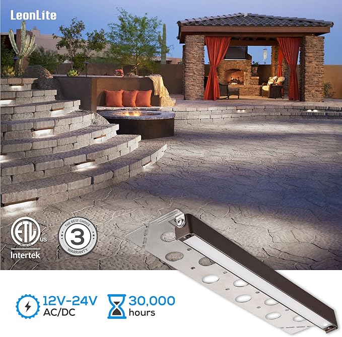 LEONLITE 8-Pack 12 Inch LED Hardscape Lighting, Update Retaining Wall Lights